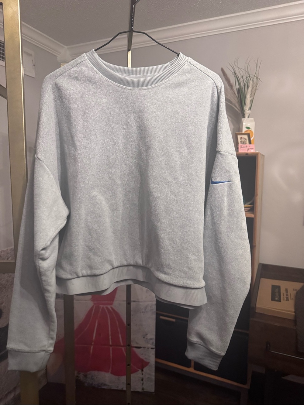 Nike Light Gray Dri-FIT Crewneck Sweatshirt with side zip and banded hem